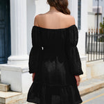 Swiss Dot Off-Shoulder Balloon Sleeve Dress
