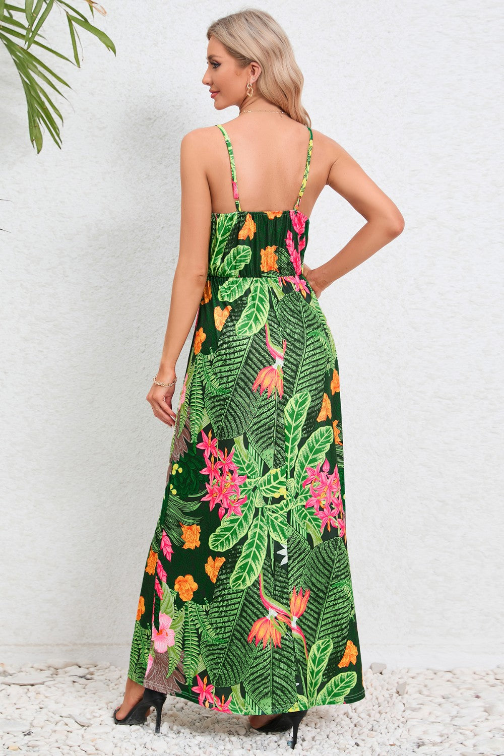 Printed Surplice Maxi Cami Dress
