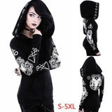 Gothic Punk Print Hoodies Sweatshirts Women Long Sleeve
