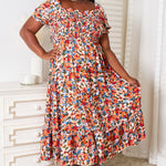 Double Take Plus Size Floral Smocked Square Neck Dress
