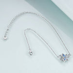 Sterling Silver Anklet with Elegant Crystal Blue Dragonfly
