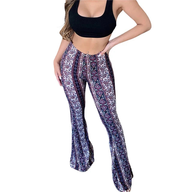 Women's  Flare Ethnic Print Pants
