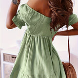 Full Size Ruffled Off-Shoulder Short Sleeve Dress
