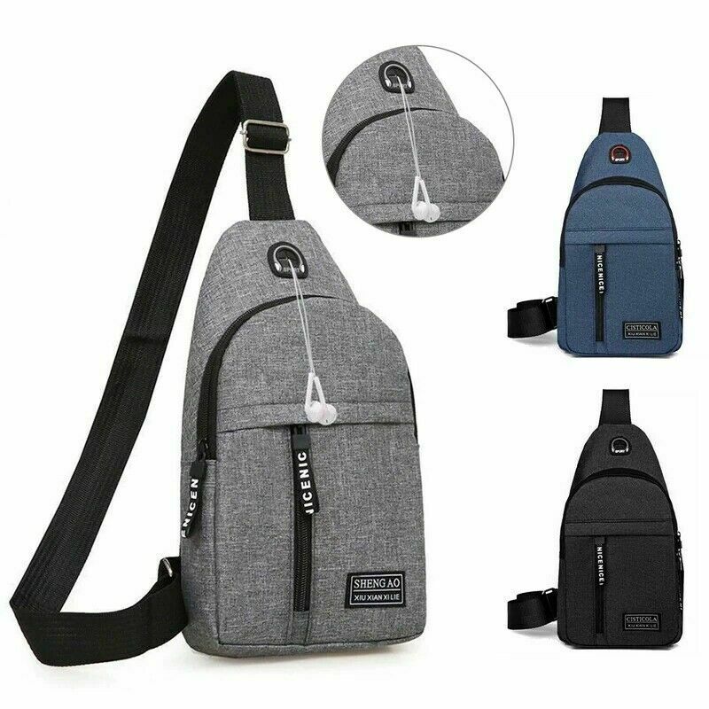 Mens Sling Bag Cross Body Handbag Chest Bag Shoulder Pack Sports Travel Backpack Gray
