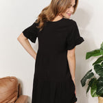 Double Take V-Neck Flounce Sleeve Tiered Dress
