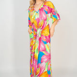 White Birch Printed V-Neck Maxi Dress with Pockets
