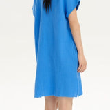 Slit Notched Short Sleeve Mini Dress
