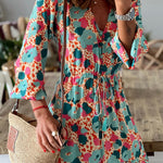 Tassel Printed Three-Quarter Sleeve Dress
