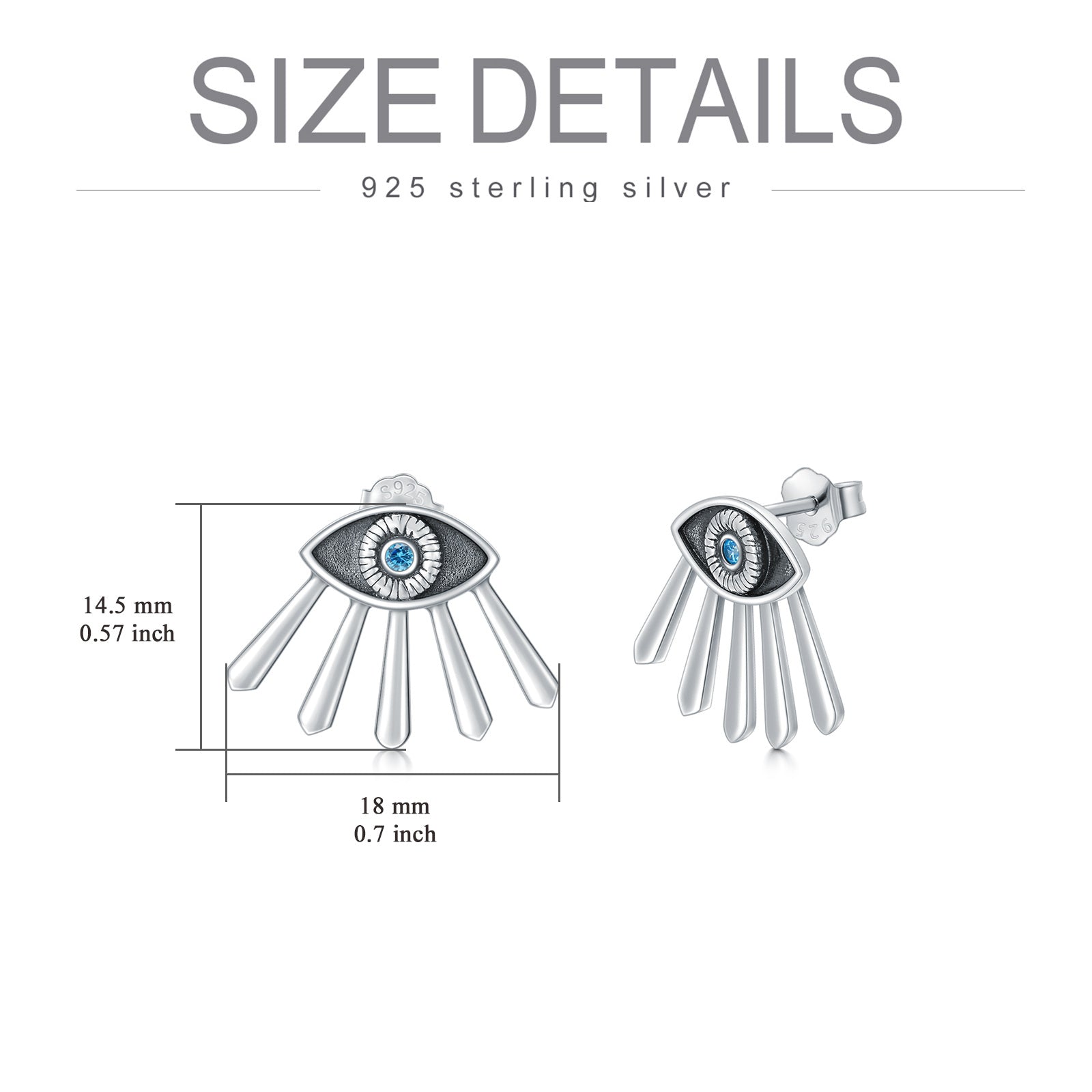 Evil Eye Earrings 925 Sterling Silver Blue Cubic Zirconia Evil Eye Stud Earrings Amulet Spiritua Protection Jewelry Gifts for Women Girls
