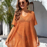 Openwork Slit Scoop Neck Cover Up
