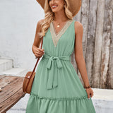 Tied Frill Sleeveless Mini Dress
