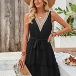 Tied Frill Sleeveless Mini Dress
