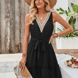 Tied Frill Sleeveless Mini Dress
