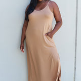 Ninexis Good Energy Full Size Cami Side Slit Maxi Dress in Camel
