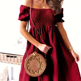 Full Size Ruffled Off-Shoulder Short Sleeve Dress
