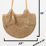 Fame Straw Braided Tote Bag with Tassel
