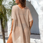 Openwork Slit Scoop Neck Cover Up
