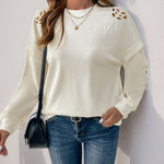 Perfee Cutout Round Neck Long Sleeve Sweatshirt
