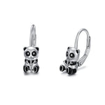 Panda Hoop Earrings 925 Sterling Silver Small Huggie Hoop Animal Earrings for Sensitive Ears Panda Gifts Jewelry for Teen Girls Women
