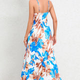 Printed Surplice Maxi Cami Dress
