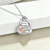 Mother Daughter Necklace Sterling Silver Love Heart Rose Flower Pendant Necklace
