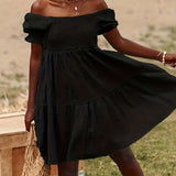 Full Size Ruffled Off-Shoulder Short Sleeve Dress
