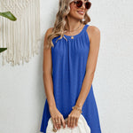 Eyelet Grecian Neck Mini Dress
