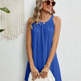 Eyelet Grecian Neck Mini Dress
