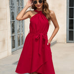 Tied Round Neck Sleeveless Dress
