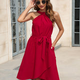 Tied Round Neck Sleeveless Dress
