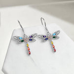 Celtic Dragonfly 7 Chakra angle Earrings for Women Sterling Silver
