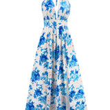 Slit Backless Printed Halter Neck Dress
