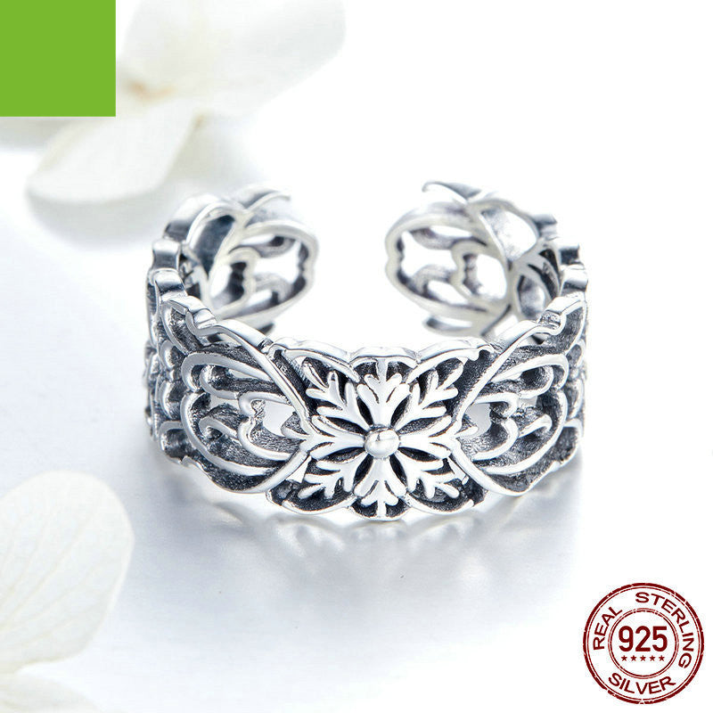 Vintage Flower Ring Silver 925 Sterling Silver Ring
