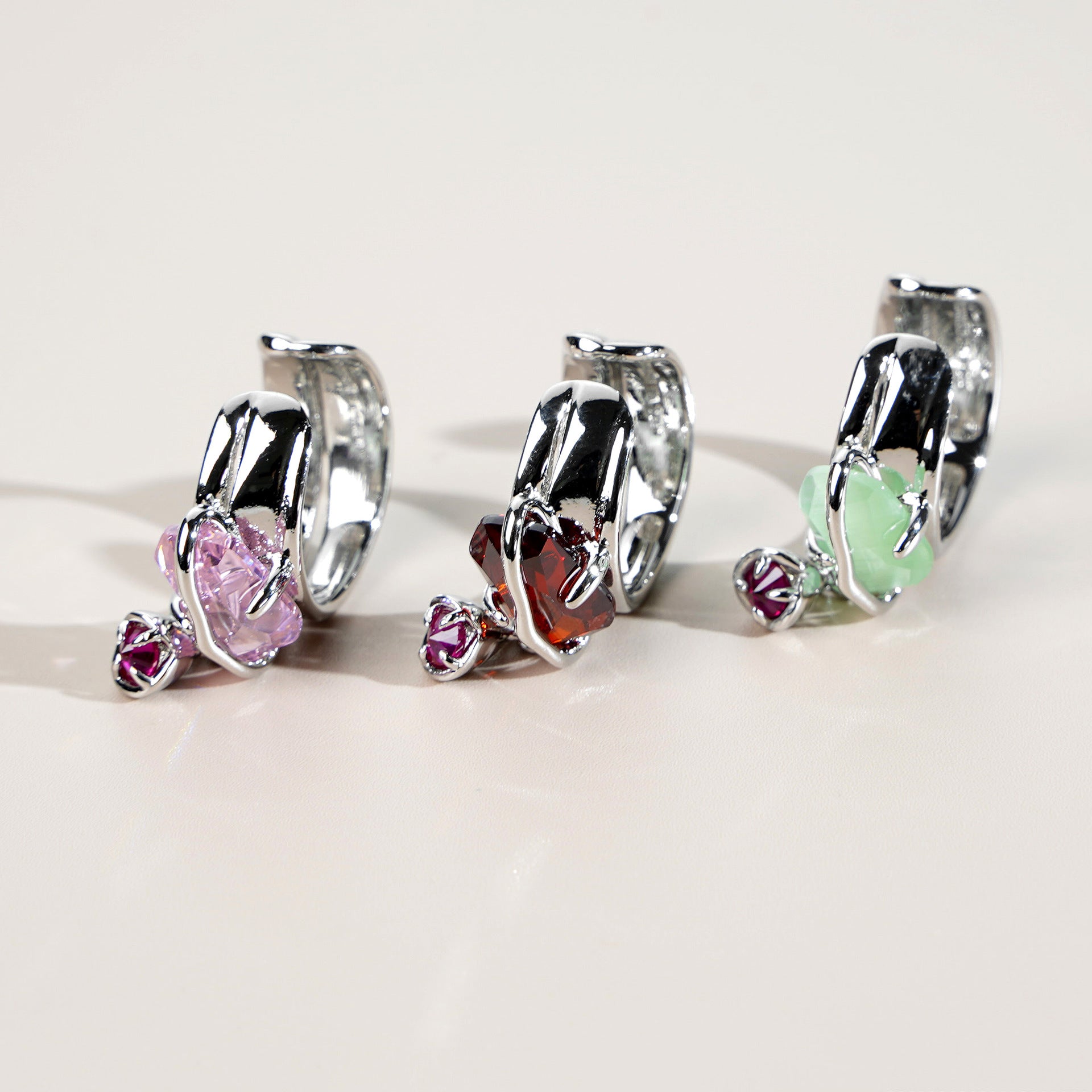 Peach Blossom Crystal Earrings Without Pierced Ears
