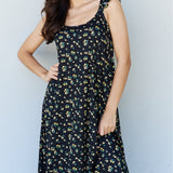 Doublju In The Garden Ruffle Floral Maxi Dress in  Black Yellow Floral
