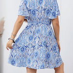 Plus Size Surplice Flutter Sleeve Mini Dress
