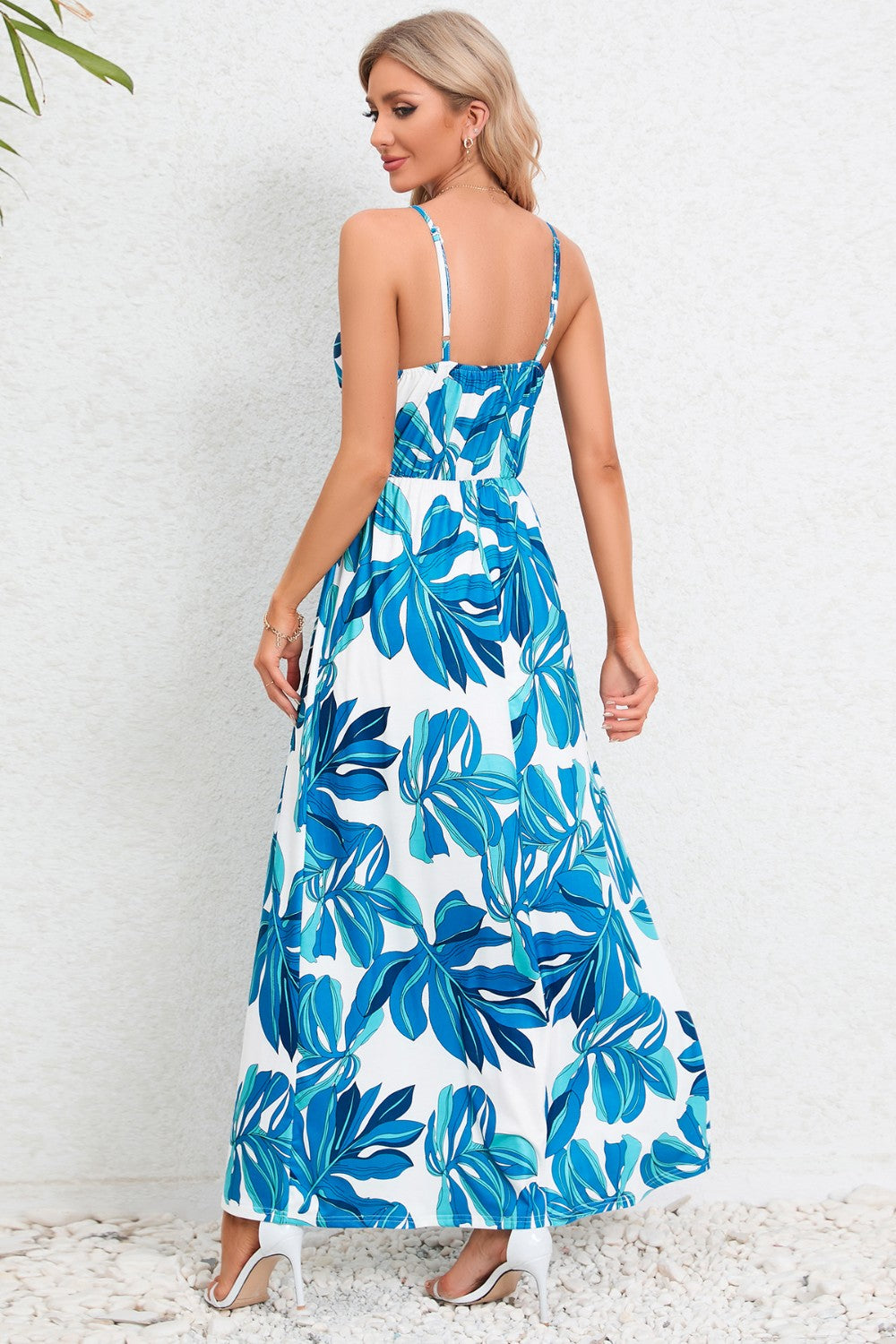 Printed Surplice Maxi Cami Dress
