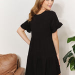 Double Take V-Neck Flounce Sleeve Tiered Dress
