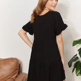 Double Take V-Neck Flounce Sleeve Tiered Dress
