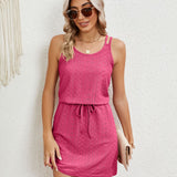 Eyelet Scoop Neck Sleeveless Dress
