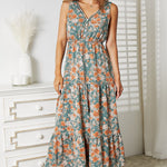 Double Take Floral V-Neck Tiered Sleeveless Dress
