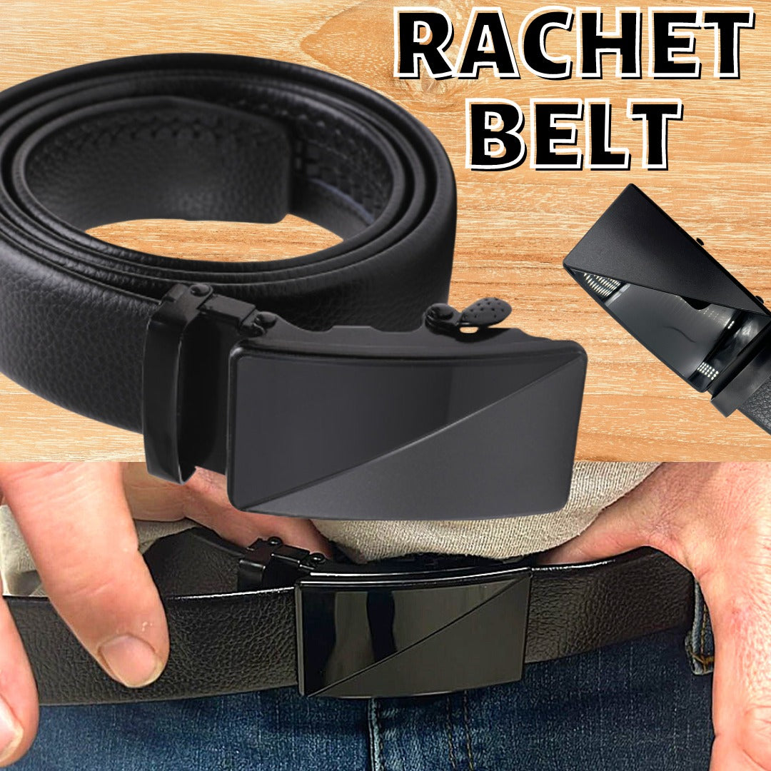 Microfiber PU Leather Ratchet Belt Belts For Men Adjustable Slide Buckle Black
