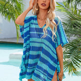 Tassel Openwork Striped V-Neck Cover Up
