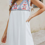 Ruffled Geometric V-Neck Sleeveless Dress
