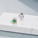 925 Sterling Silver Heart Stud Earrings With May Birthstone Emerald
