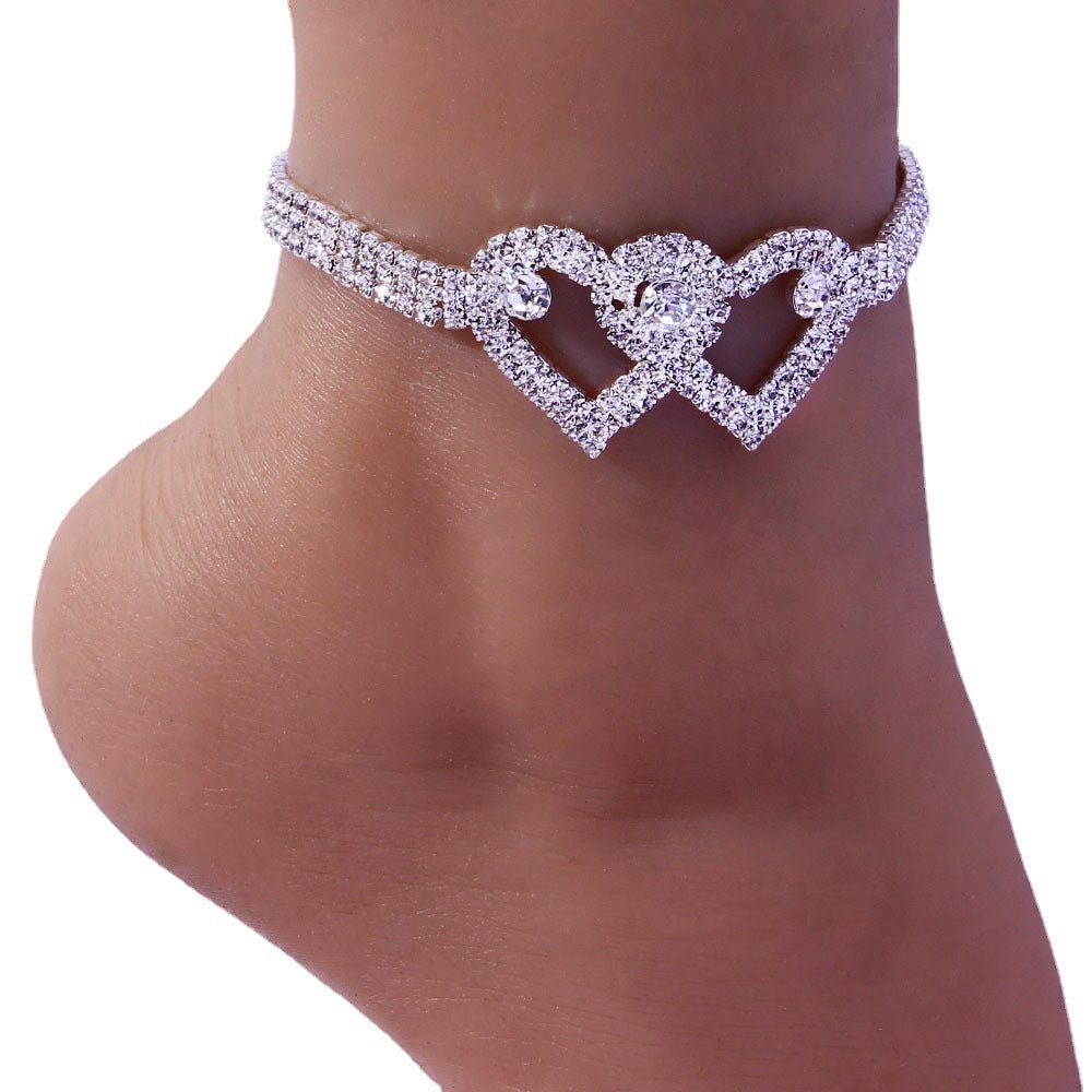 Personalized Double Heart Bracelet Anklet
