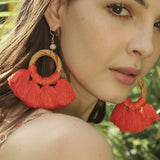 Tassel Cotton Cord Rattan Dangle Earrings
