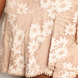 Double Take Floral Lace Pompom Detail Tie-Waist Flutter Sleeve Dress
