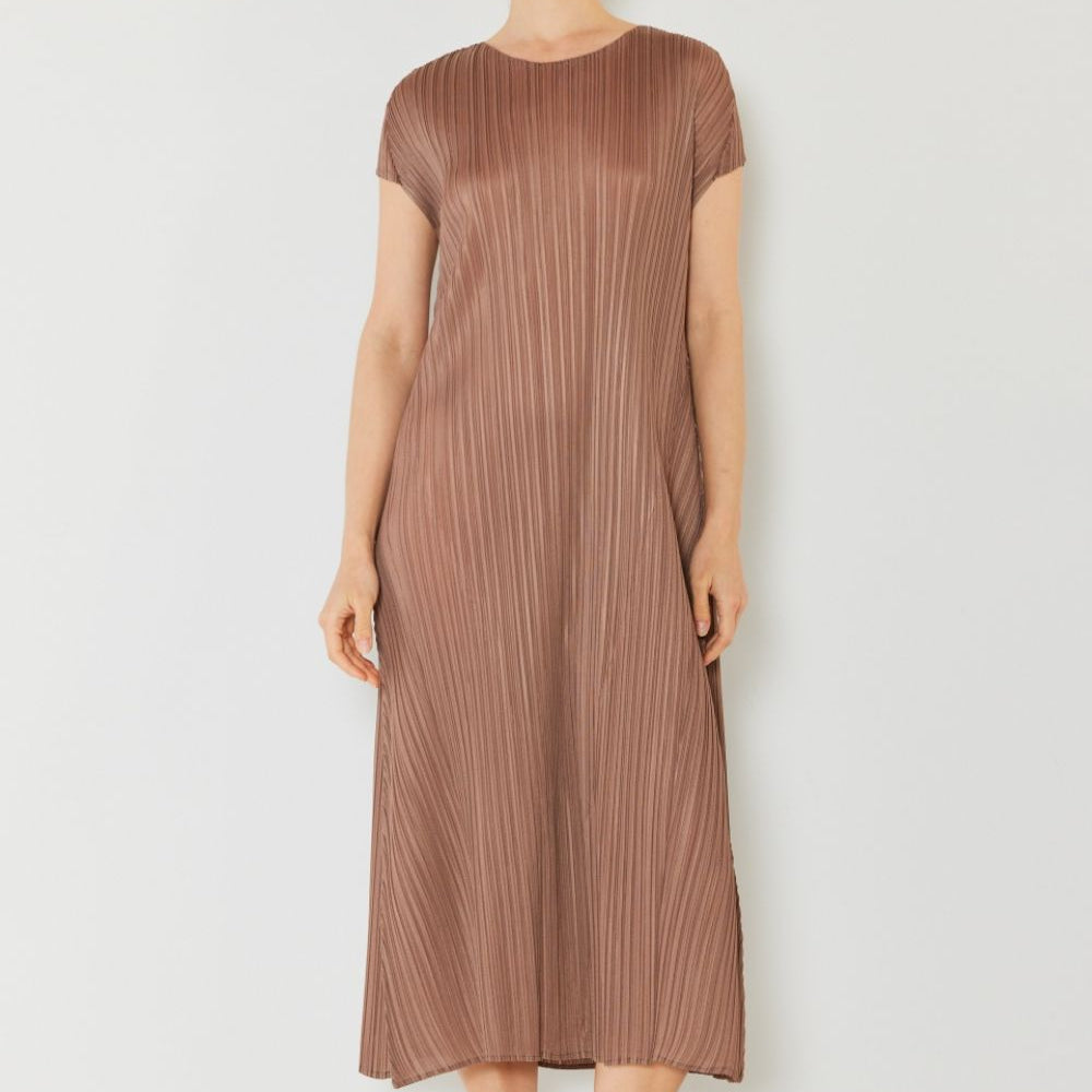 Marina West Swim Pleated Cap Sleeve A-Line Dress
