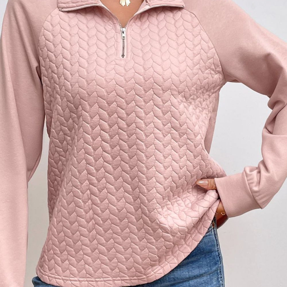 Textured Quarter Zip Long Sleeve Sweatshirt
